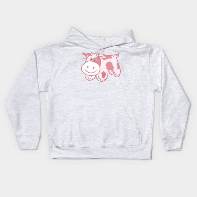 Strawberry Cow Kids Hoodie by RoserinArt